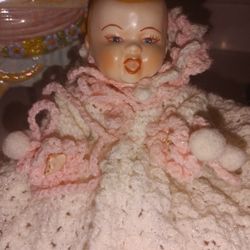 Porcelain Babydoll And Bassinet 