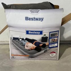 Full-Size 12” Air Mattress with Built-In Pump and Carry Bag