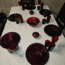 Set for 6 Antique Ruby by Cristal D'ARQUES -DURAND