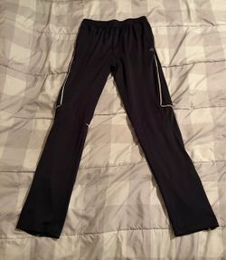 Girls Black Athletic Track Pants with White Piping