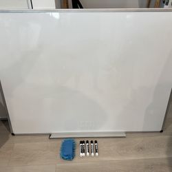 Large Dry Erase Whiteboard with Mounting Hardware + 5 Expo Markers + Eraser