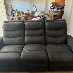 Navy Blue Powered Reclining/Rocking Couches (USB)