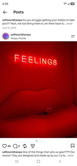 Red lips sofa and LED neon signs