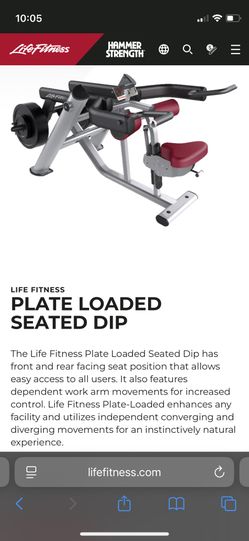Life Fitness Plate Loaded Seated Dip