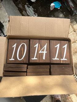 Wood wedding table numbers