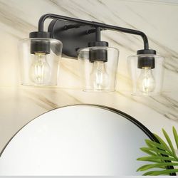 3-Light Matte Black Vanity Lights