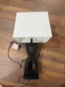 Black Table Lamp with White Rectangular Shade