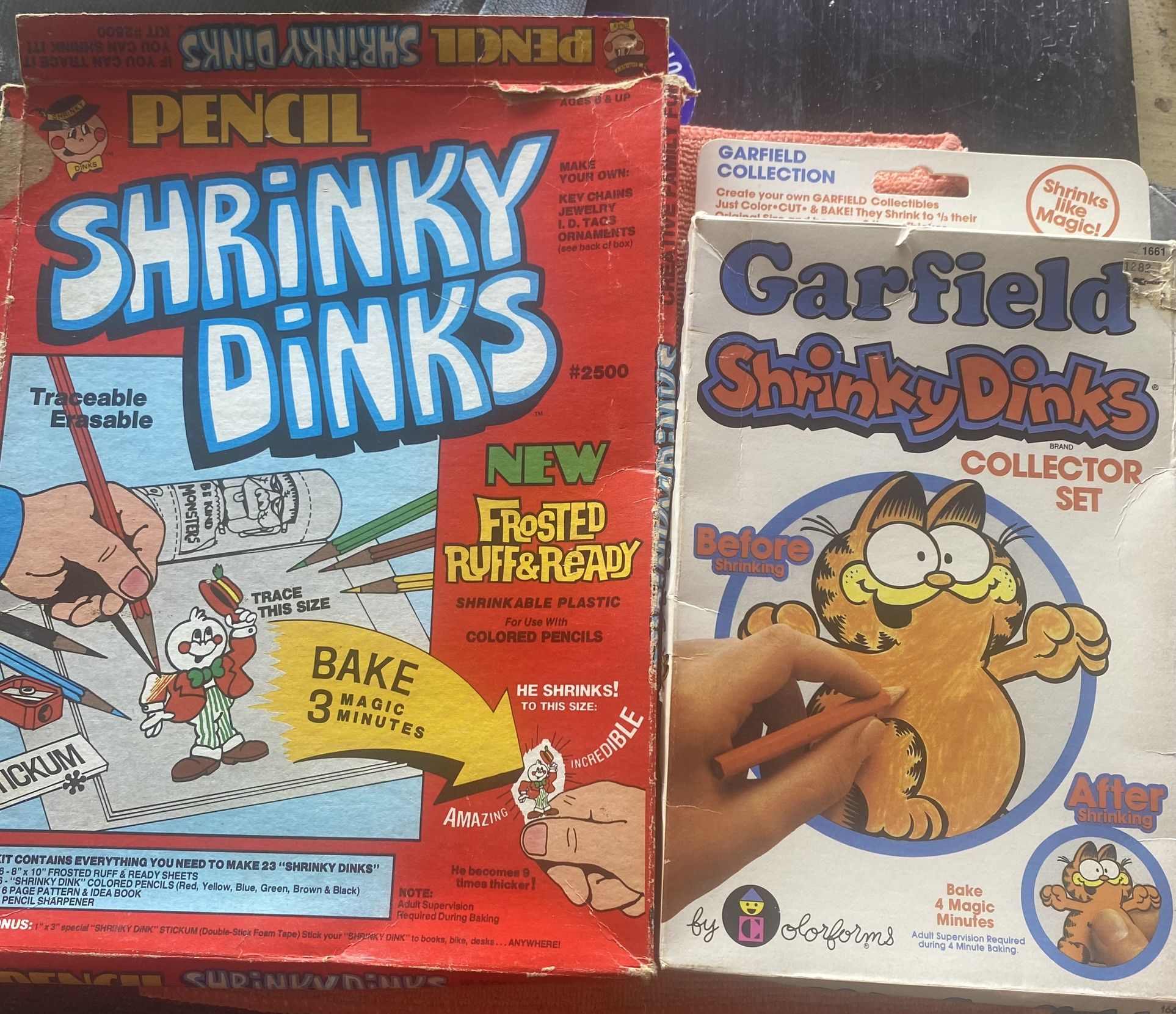 Vintage Shrinky Dinks 2 1/2 Blank Refill Pages, Several Garfield Pages 1970’s