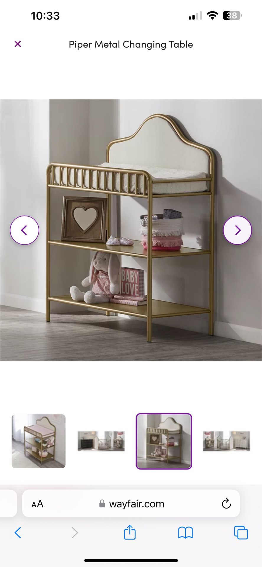 Piper Changing Table Gold Beautiful