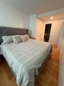 Gray Upholstered King Bed (Frame only)
