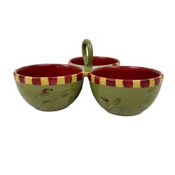 3-Section Ceramic Serving Dish with Handle Olivia Debby Segura Signature Housewares 