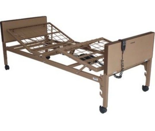 Medline Adjustable Bed With Waterproof Mattress and Bedrails.