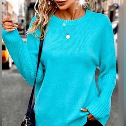 NWT, Lavishly Paris Women’s Mint Blue Neck Knit Sweater.