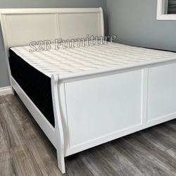Full Size White Plain With Ortho Mattress 