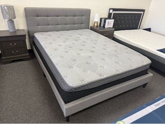 Queen bed frame and 12 inch pillow top mattress
