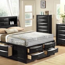 Emily Black Storage Platform Bedroom Set