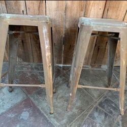 Beautiful  Vintage Set Two Metal Bar Stools. 