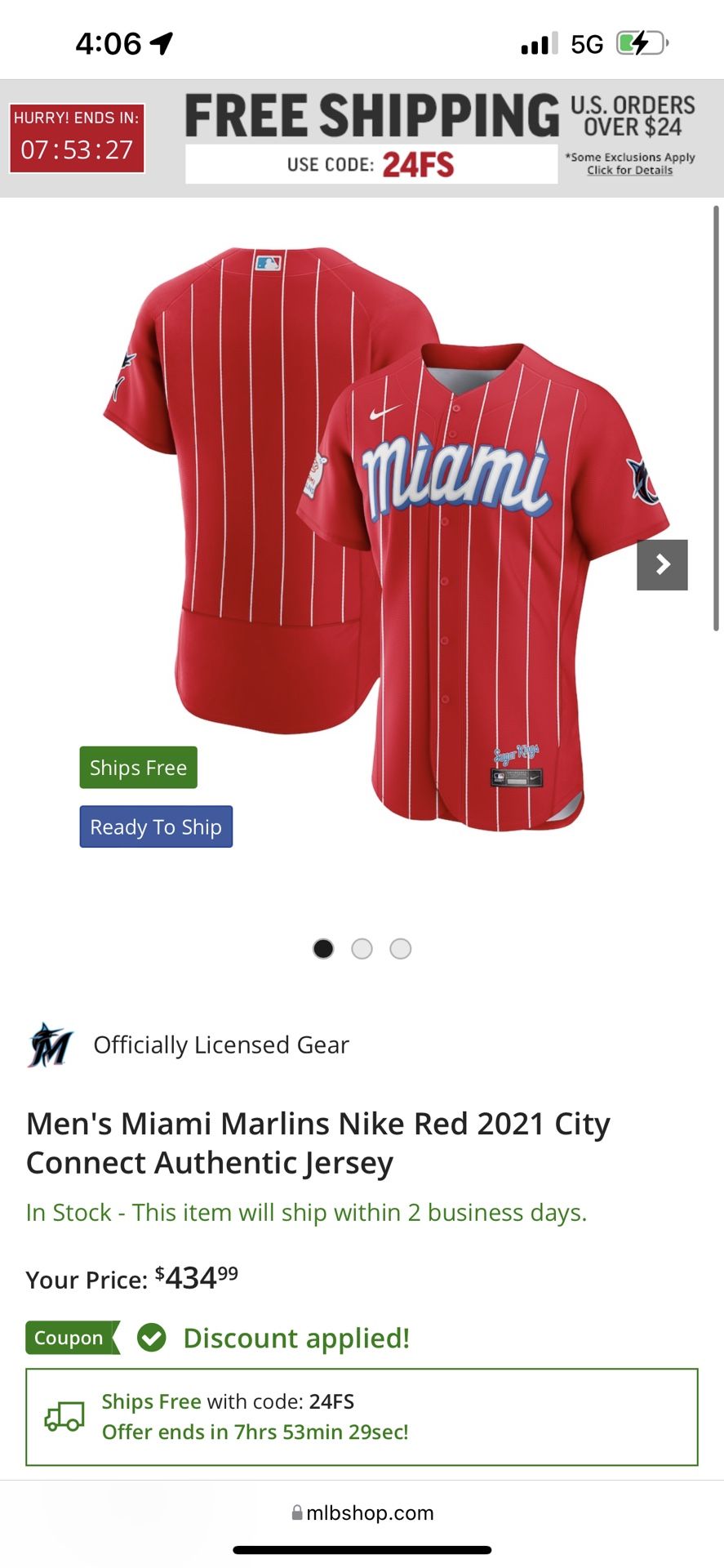Men's Nike Red Miami Marlins 2021 City Connect Authentic Jersey