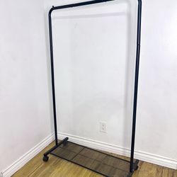 Used Black Clothes Rack with Wheels