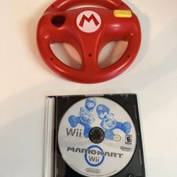 Nintendo Wii Mario Kart Game With Matching Steering Wheel $30
