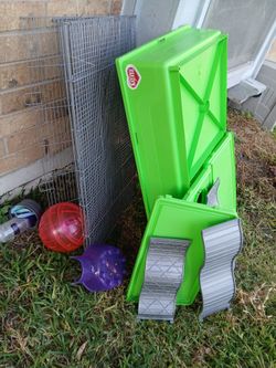 3 story Hamster Habitat with exercise ball food bowl and water feeder