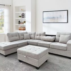 Brand New Sectional Sofa With Ottoman - Sofa Seccional Con Ottoman Nuevo a Estrenar … Fast 🚚