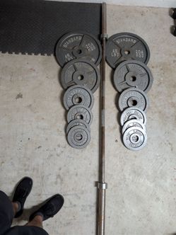 2" weight set and barbell