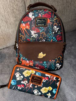 Bambi Loungefly Mini Backpack with similar print wallet