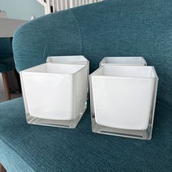 White Glass Square Vases For Flower Arrangements Floral Design