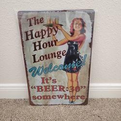 Metal Happy Hour Sign