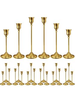 24 packs Gold Taper Candlestick Holders Set