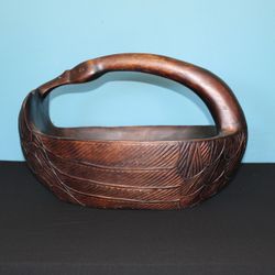 Carved Solid Wood Swan Bowl