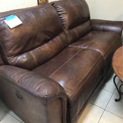 Dual Recliner Leather Sofa 