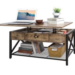 ✅ Lift-Top Coffee Table with Storage - Industrial Style