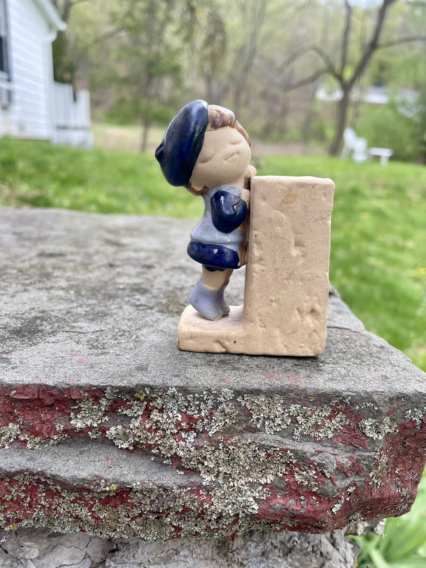 Toothpick Holder- Porcelain Mid Century - French Boy. Or Bud Vase
