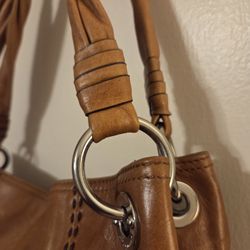 B. Makowsky Caramel Leather Handbag 