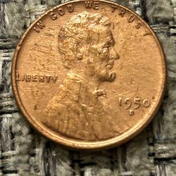 1950 Mostly Filled D Mint Mark Lincoln Wheat 1c