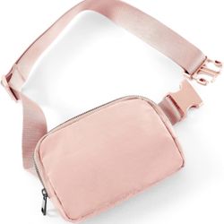 ODODOS Unisex Mini Belt Bag with Adjustable Strap Small Fanny Pack for Workout Running Traveling Hiking, Light Pink