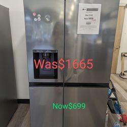 27 Cu.Ft Side By Side Refrigerator With Water And Ice $0 Down Financing Available 