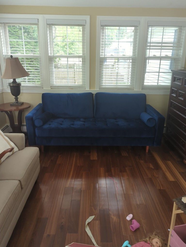 Blue Velvet Couch From Wayfair Length 6F 11 Inches By 26 Inches Height