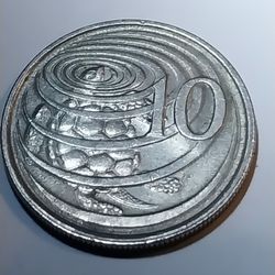        REDUCED     1990 10 Cent Cayman Island Error Coin. Reverse Doubling. 