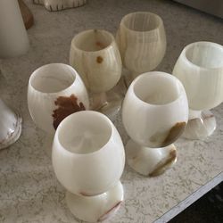 Marble semi precious stone wine goblets.  Collectables!