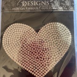 Iron-On Rhinestone Design 4"  Heart Valentine Transfer By Mark Richardson