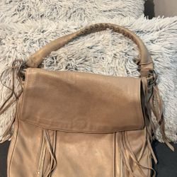 Beige Leather Christopher Kon Hobo Shoulder Bag