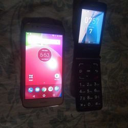 Two phones, Alcatel kios and Moto XT