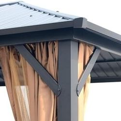 10x12 Hardtop Metal Gazebo,Heavy Duty Pergola with Mosquito Nets&Galvanized Steel,Sturdy Outdoor Canopies Tent,Suitable for Gardens,Patio,Backyard