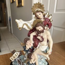 Vtg Giovanni Collection 11.5" Tall Mary, Jesus Angels Post Crucifixion Figurine