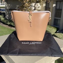 Saint Laurent Paris Tan Leather Bucket Bag 