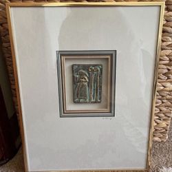 Framed  ceramic artwork from the "Sumerian III" series by American artist Harris G. Strong 