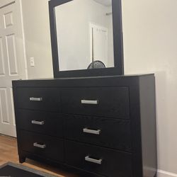 Black And Silver Dresser And Mirror